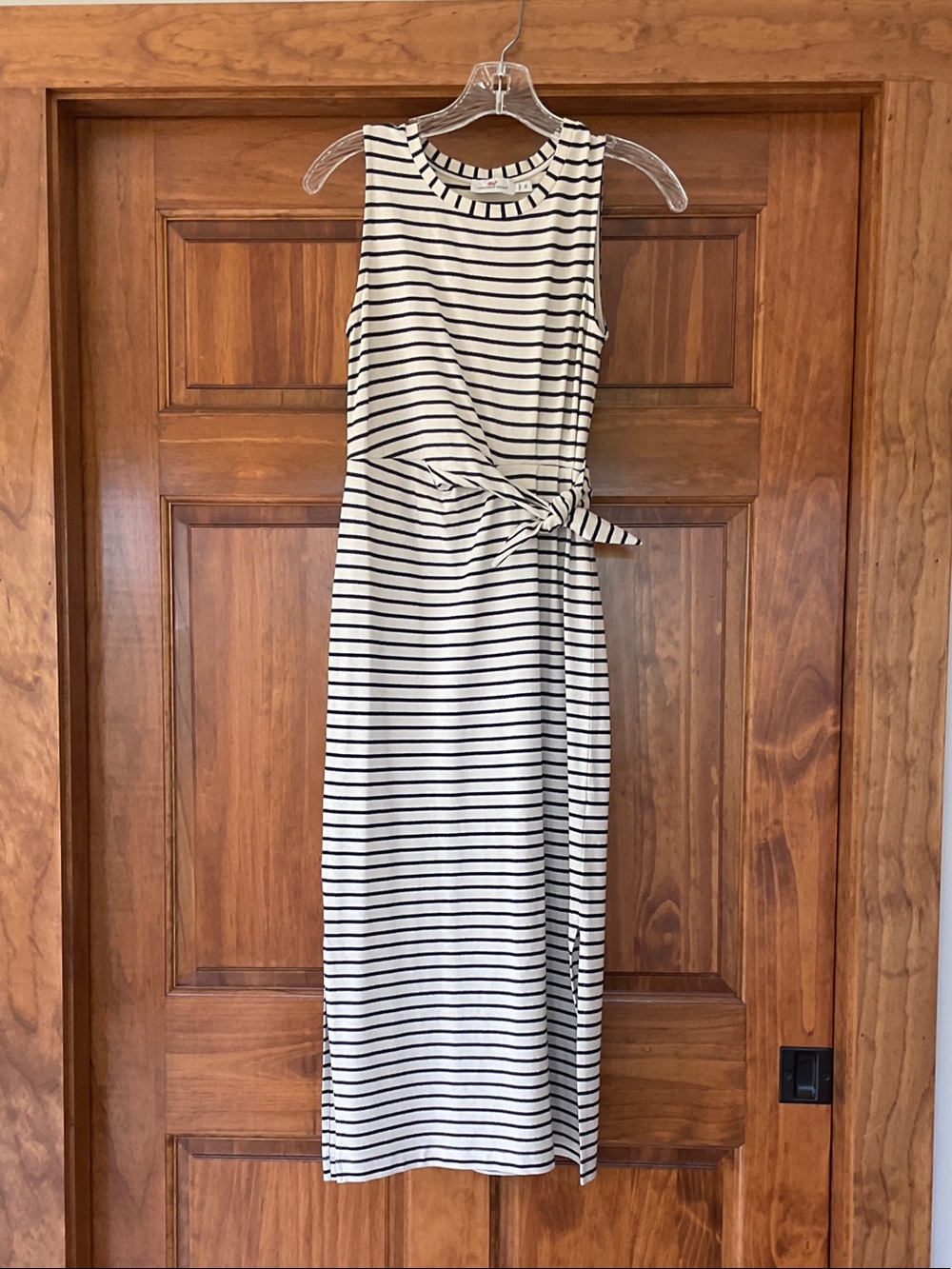 Vineyard Vines Dark Navy, Off-white, stripe dress with a touch of sparkle